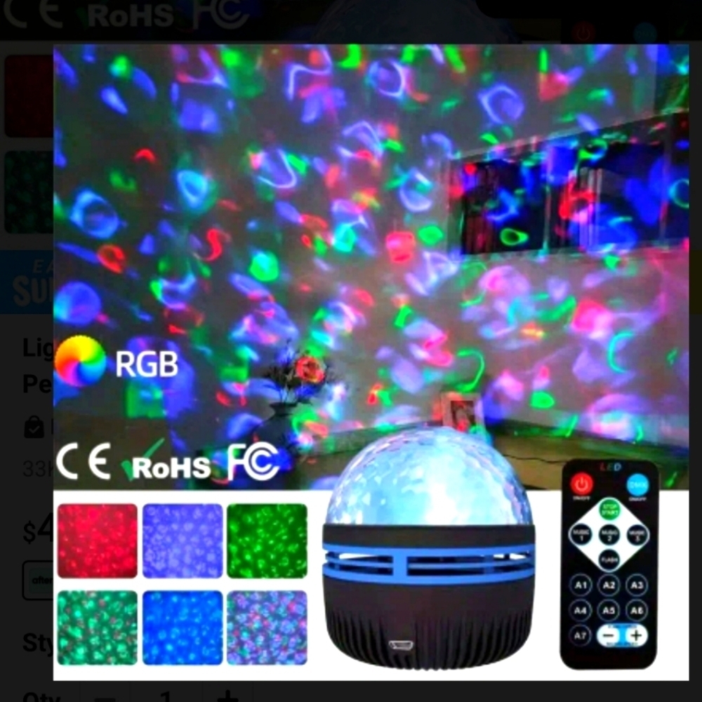 RBG Light effects projector with remote. New in box.